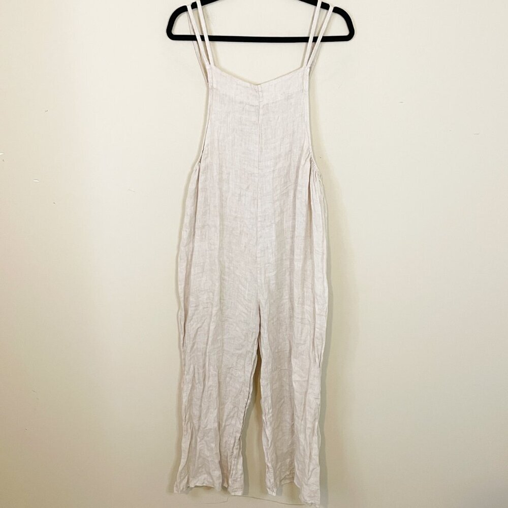 Unbranded 100% Linen Made In Italy Beige Overall Jumpsuit M/L